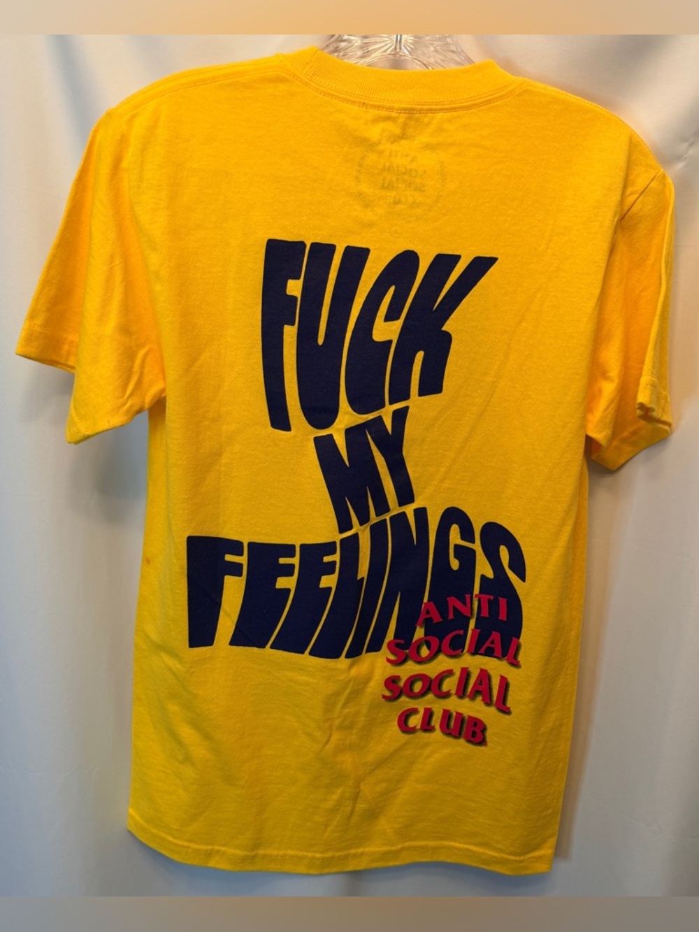Anti Social Social Club Size Small Authentic T-Shirt Yellow F*** My Feelings